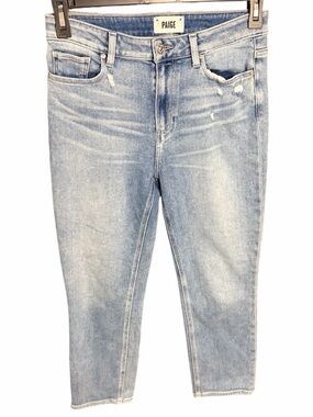PAIGE Light Blue Jardin Distressed Cropped Cindy Jeans